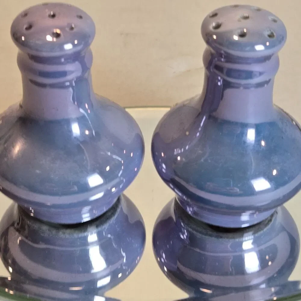 Vintage Japan Lusterware S&P Shakers - Iridescent Purple Cherry Blossom